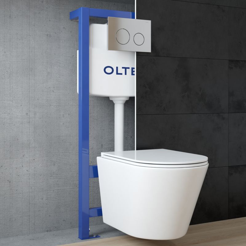 Toilet Skjult Cisterne 5-i-1 med Forkromet Trykknap 1 stk.