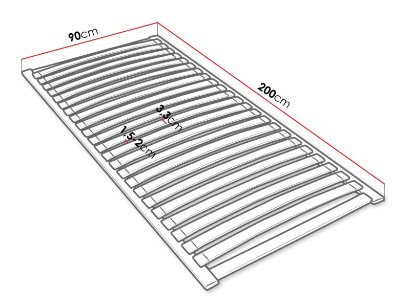 Sengerist 90x200 cm med 28 Fjedrende Trælameller