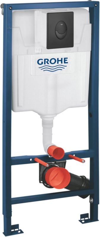 Toilet Skjult Cisterne Ramme 3-i-1 Sort Trykknap 525 mm