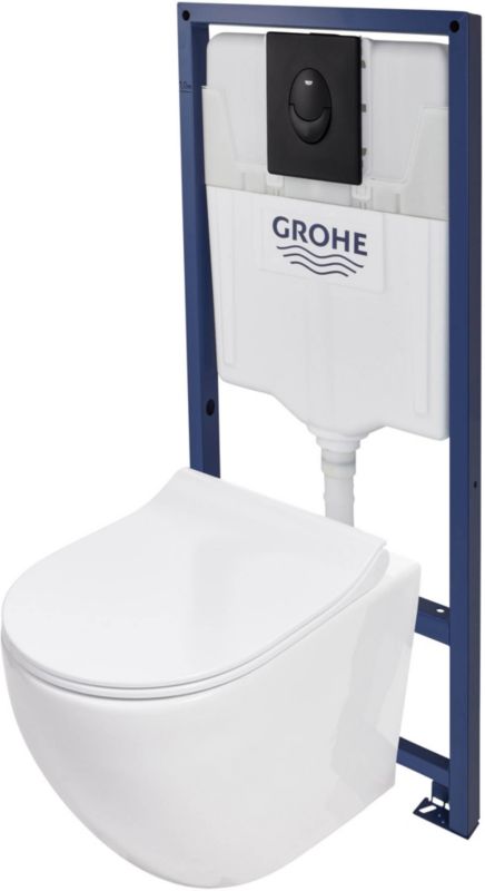Toilet Skjult Cisterne Ramme 3-i-1 Sort Trykknap 525 mm