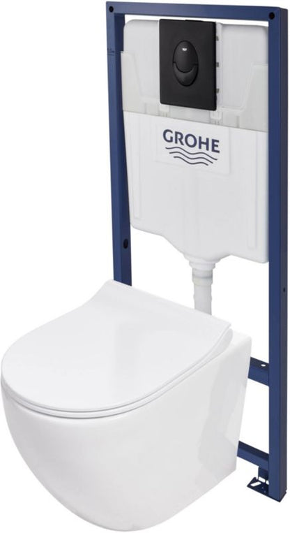 Toilet Skjult Cisterne Ramme 3-i-1 Sort Trykknap 525 mm