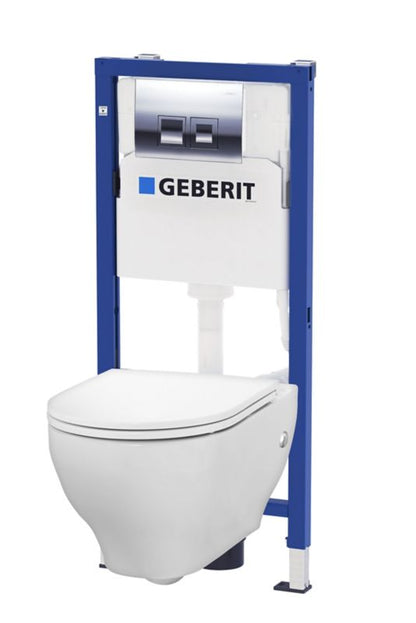 Indbygget WC-stel Geberit Unifix Delta 35 med krom trykknap