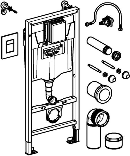 Indbygget WC-stel Grohe Rapid Solido 3-i-1 med krom trykknap