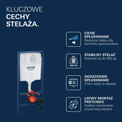 Stelaz podtynkowy WC Solido 3 w 1 Przycisk Sort