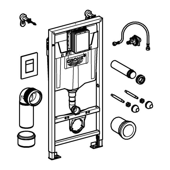 Indbygget WC-stel Grohe Solido 3-i-1 med hvid Even-knap
