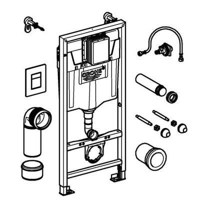 Indbygget WC-stel Grohe Solido 3-i-1 med hvid Even-knap