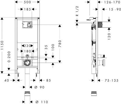 Stelaż podtynkowy WC iFrame Original Q 50x115 cm Chrom