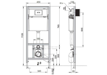 Stelaz podtynkowy WC 45 cm Hvid