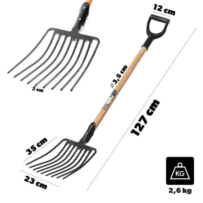 Stengreb 9 Tænder 128 cm Stål