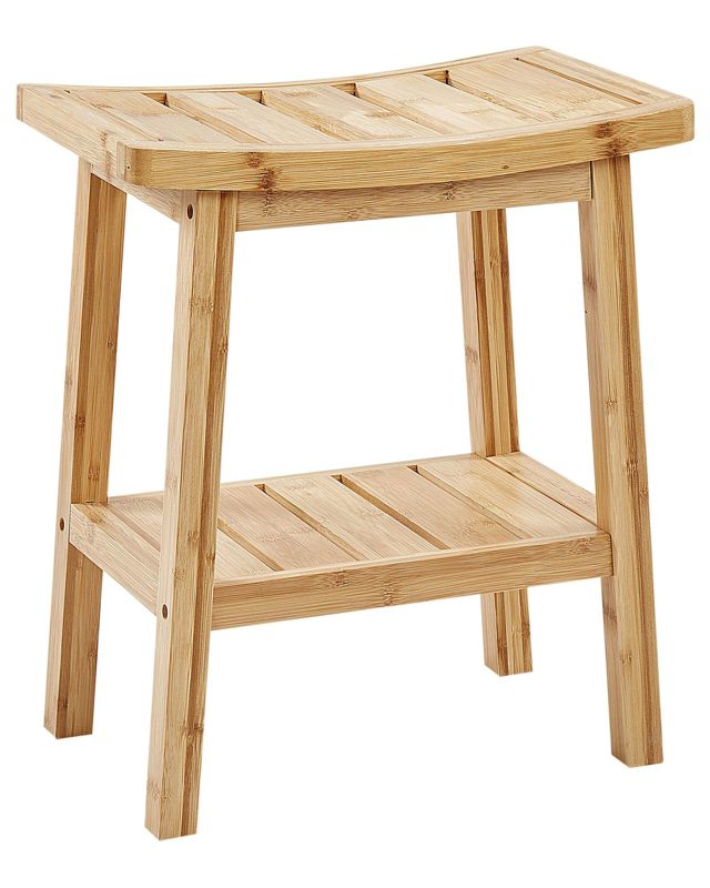 Bambus badeværelsesskammel Tremont 39x25x45 cm Lysebrun med hylde