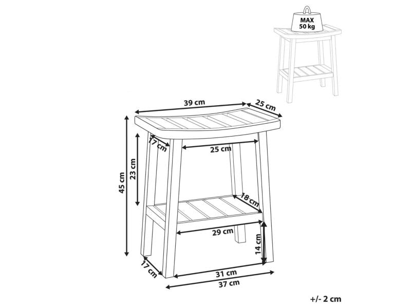 Bambus badeværelsesskammel Tremont 39x25x45 cm Lysebrun med hylde