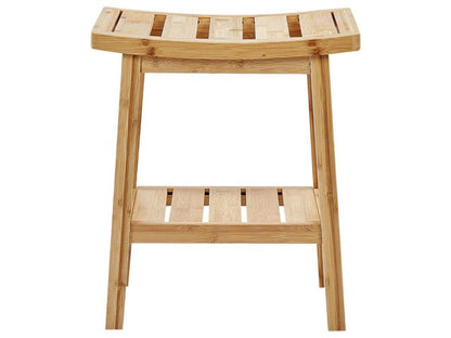Bambus badeværelsesskammel Tremont 39x25x45 cm Lysebrun med hylde