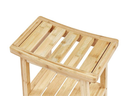 Bambus badeværelsesskammel Tremont 39x25x45 cm Lysebrun med hylde
