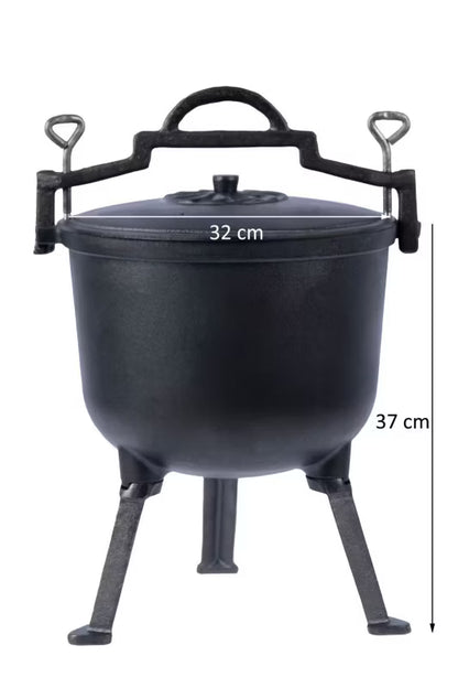 Støbejernsgryde til Bål 10 Liter Sort