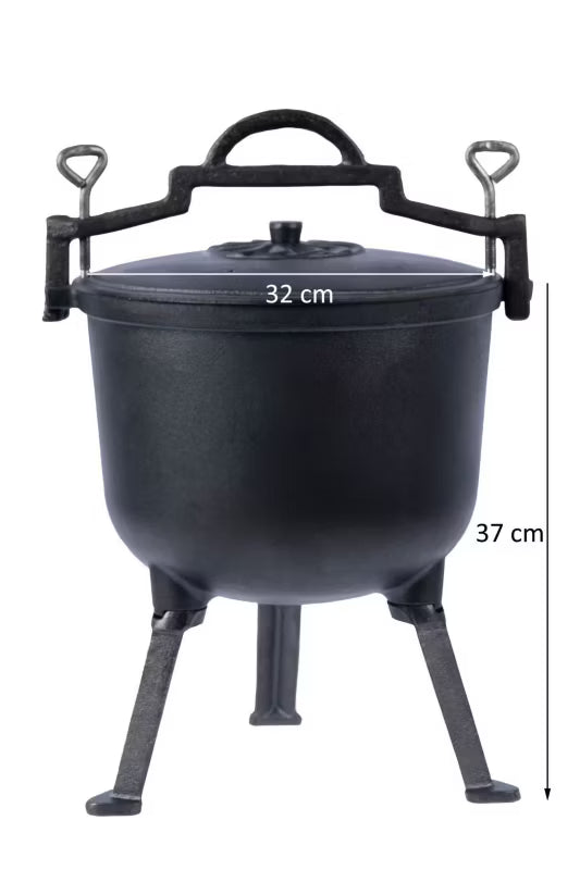 Støbejernsgryde til Bål 10 Liter Sort