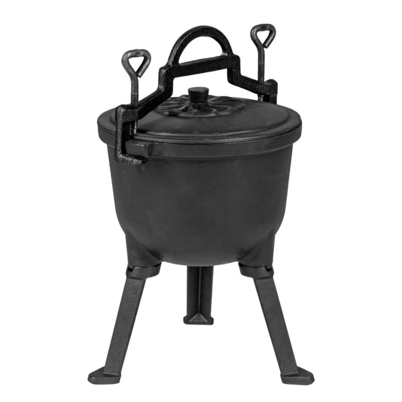 Støbejernsgryde Bålgryde 8 Liter Emaljeret Sort