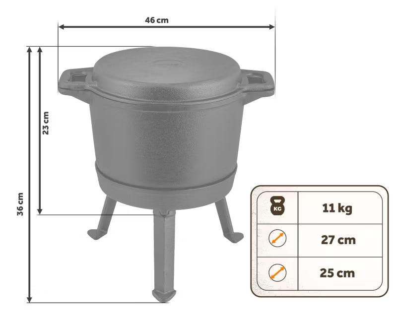 Støbejernsgryde BD-480 8 Liter Sort