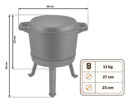Støbejernsgryde BD-480 8 Liter Sort