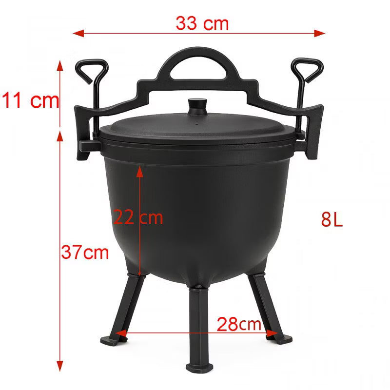 Støbejernsgryde til Bål 8 Liter Sort