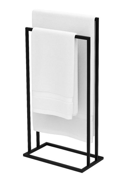 Fritstående Håndklædeholder Metal Sort 2 Arme 45x21x86 cm