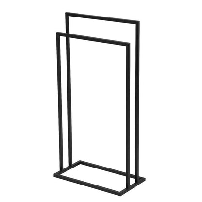 Fritstående Håndklædeholder Metal Sort 2 Arme 45x21x86 cm