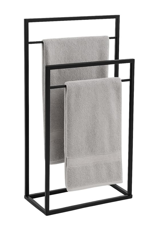 Håndklædestativ 2-Arms Metal Sort Loft 45x21x86 cm