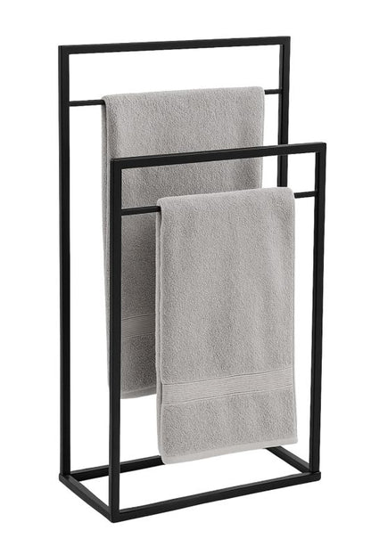 Håndklædestativ 2-Arms Metal Sort Loft 45x21x86 cm