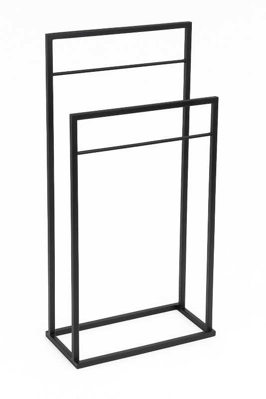Håndklædestativ 2-Arms Metal Sort Loft 45x21x86 cm