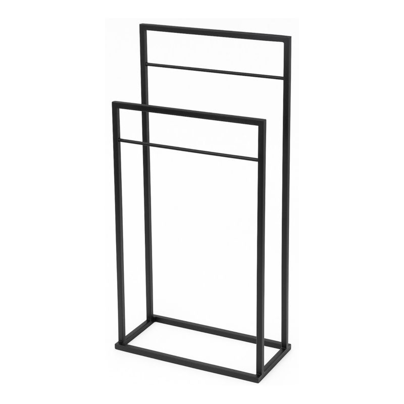 Håndklædestativ 2-Arms Metal Sort Loft 45x21x86 cm