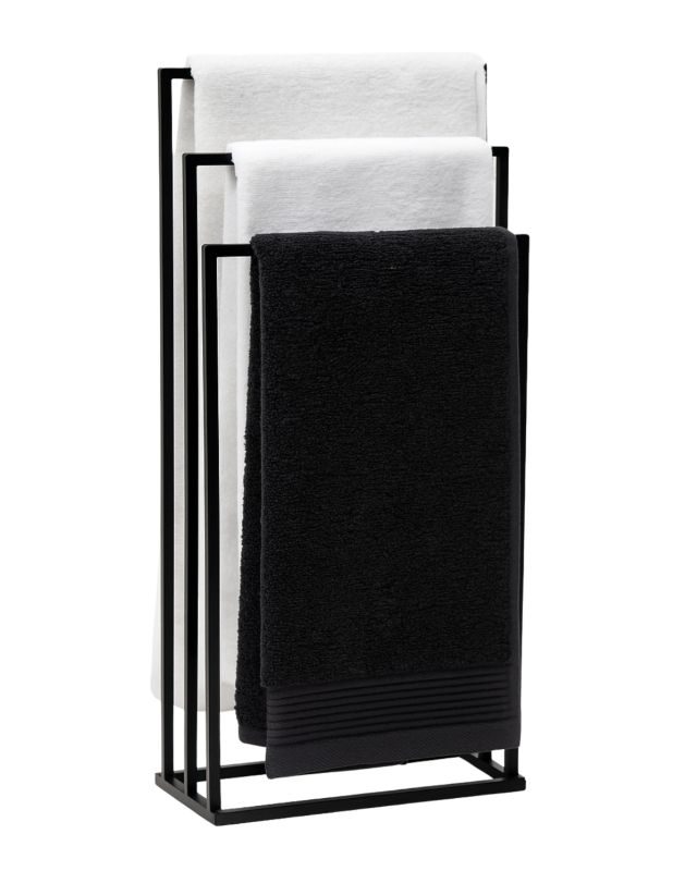 Fritstående Håndklædestativ Metal Sort 3-Arme 45x21x86 cm