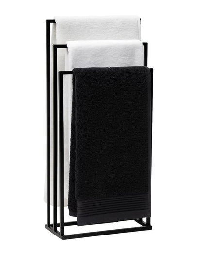 Fritstående Håndklædestativ Metal Sort 3-Arme 45x21x86 cm