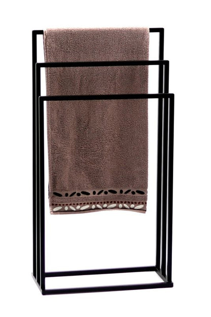 Fritstående Håndklædestativ Metal Sort 3-Arme 45x21x86 cm