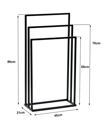 Fritstående Håndklædestativ Metal Sort 3-Arme 45x21x86 cm