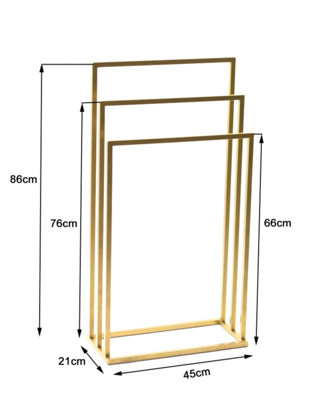 Håndklædestativ 3-Armet Metal Gylden Loft Stil 45x21x86 cm