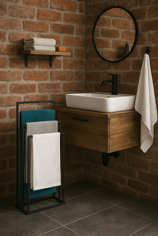 Håndklædestativ 4-Armet Metal Sort Loft 45x29x94 cm