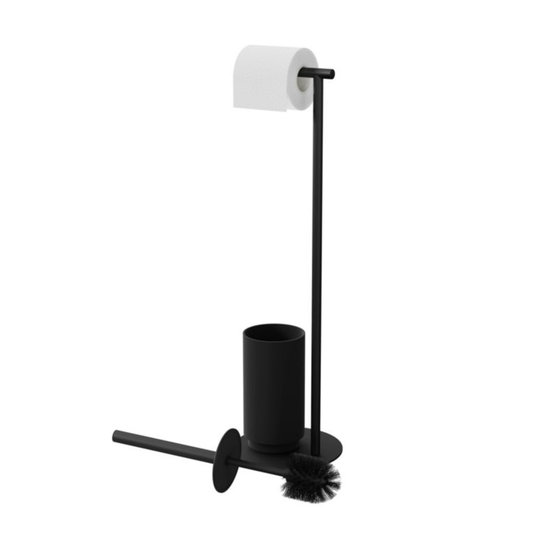 Toiletrulleholder og Toiletbørstesæt Kina Sort Mat 19 cm 5059340203560