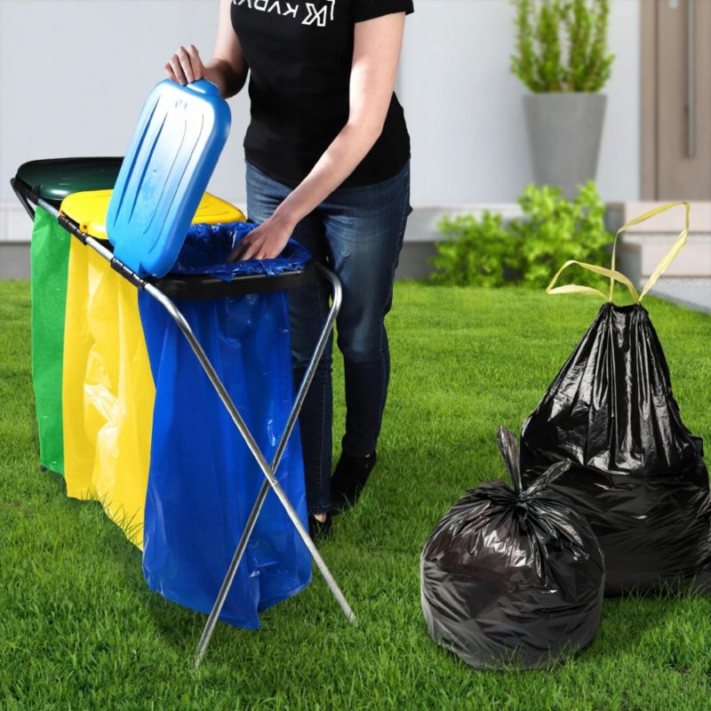 KADAX Stativ til affaldssortering med 3 rum og poseholder, 120 L