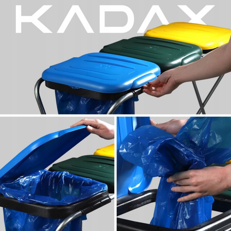 KADAX Stativ til affaldssortering med 3 rum og poseholder, 120 L