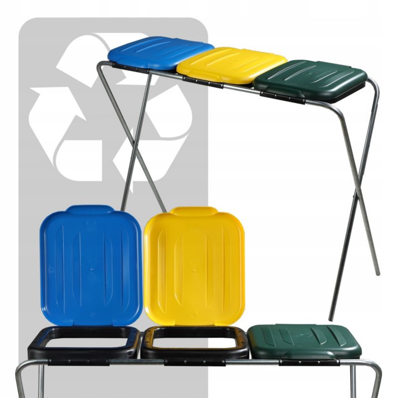 KADAX Stativ til affaldssortering med 3 rum og poseholder, 120 L