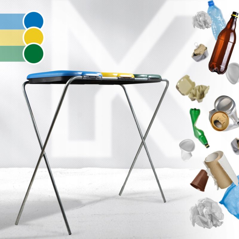 KADAX Stativ til affaldssortering med 3 rum og poseholder, 120 L