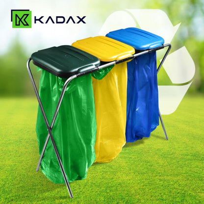 KADAX Stativ til affaldssortering med 3 rum og poseholder, 120 L