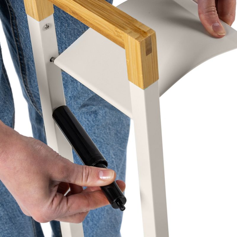 Gulvstående Toiletbørsteholder med Papirholder Beige Bambus Stål 76,5 cm