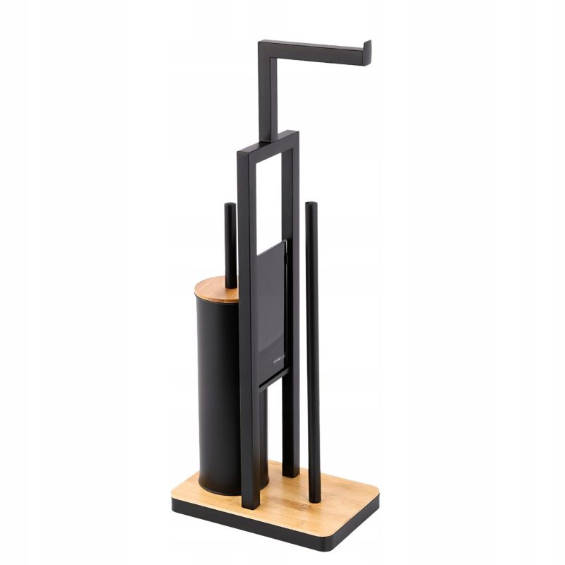 Toiletpapirholder med WC-børste MADRYT Sort Bambus 62 cm