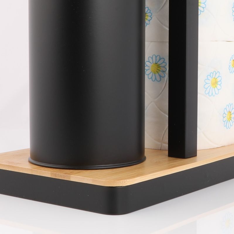 Toiletpapirholder med WC-børste MADRYT Sort Bambus 62 cm