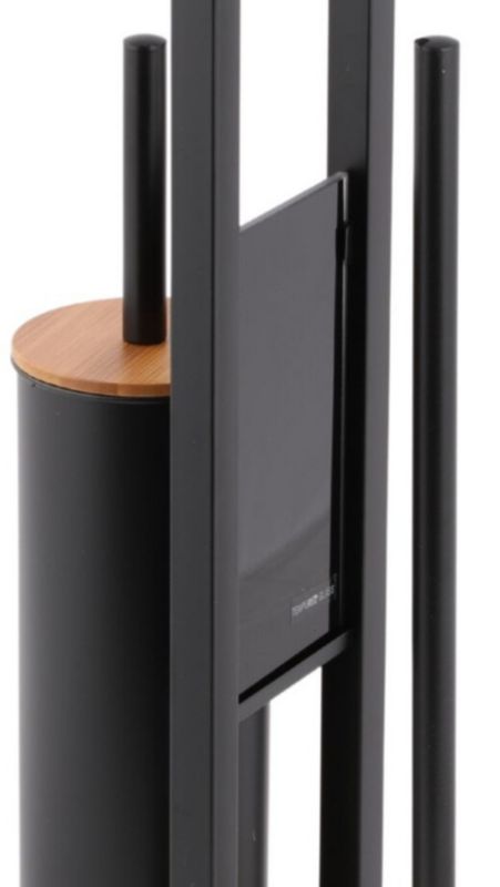 Toiletpapirholder med WC-børste MADRYT Sort Bambus 62 cm