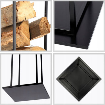 KADAX sort brændestativ til pejs med kurv til brænde