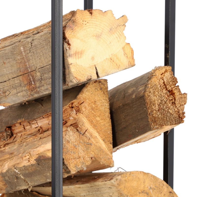 KADAX sort brændestativ til pejs med kurv til brænde