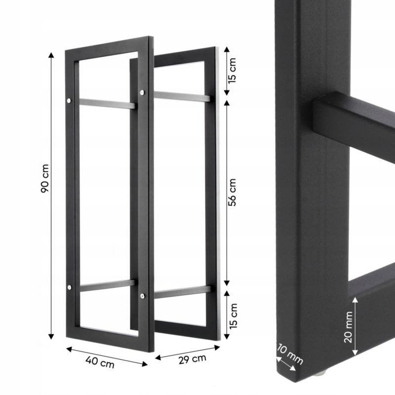 KADAX 90 cm fritstående metalstativ til brænde til pejs, 1 stk.