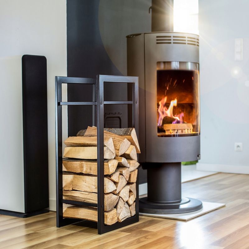 Brændereol 90 cm Sort Stål K6102