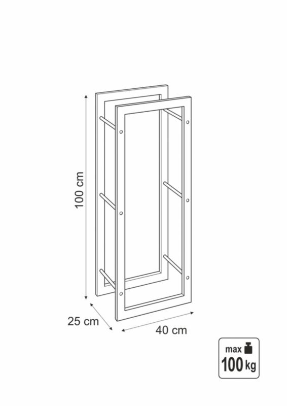 Brændereol 40x25x100 cm Sort Stål | 33311